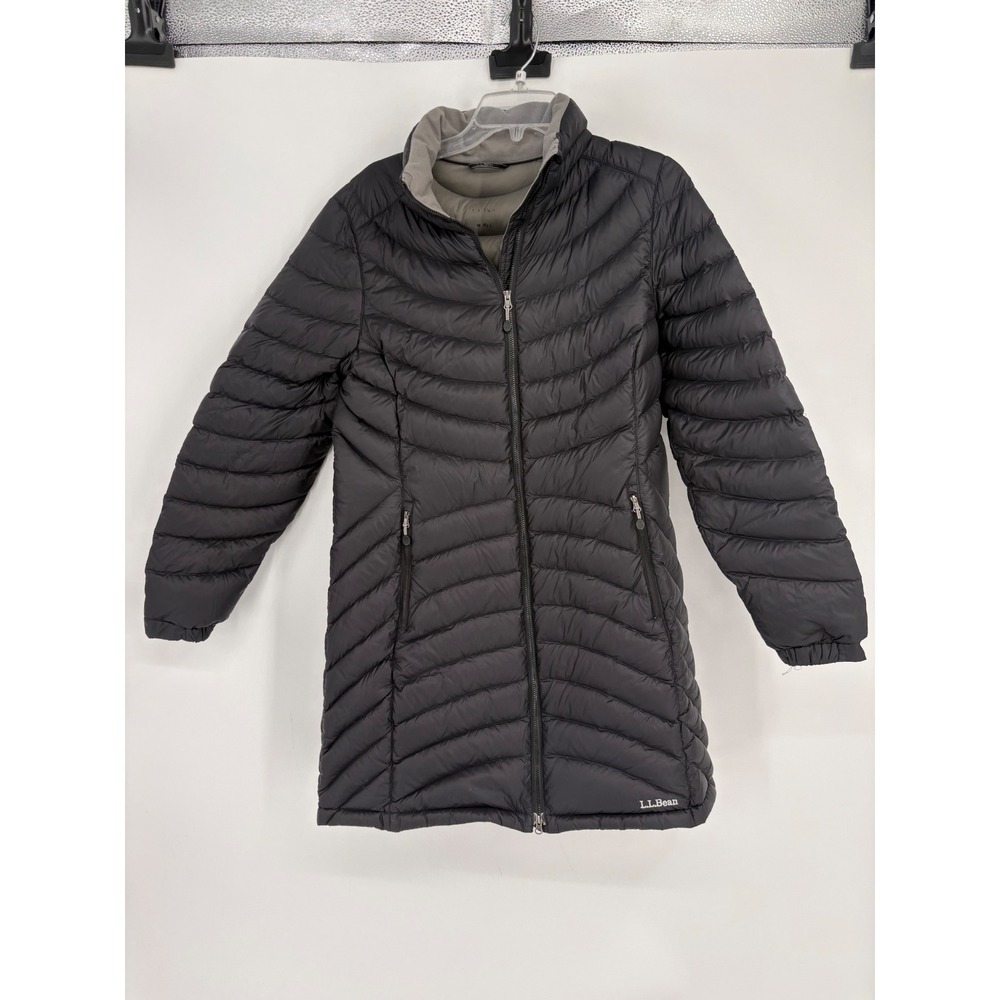 LL Bean Puffer Jacket Womens M Black Ultralight 850 DownTek Parka Quilted Coat